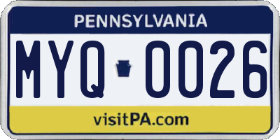 PA license plate MYQ0026