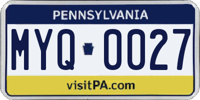 PA license plate MYQ0027
