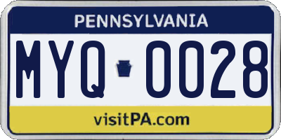 PA license plate MYQ0028