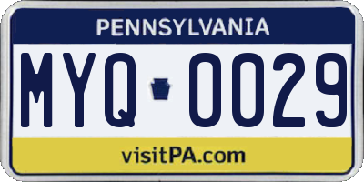 PA license plate MYQ0029