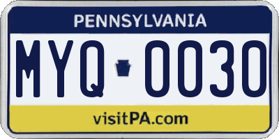 PA license plate MYQ0030