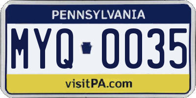 PA license plate MYQ0035