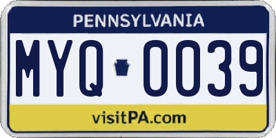 PA license plate MYQ0039