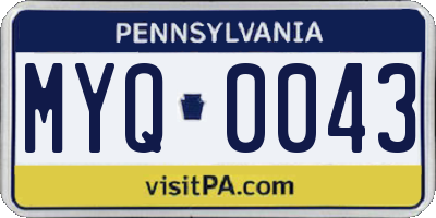 PA license plate MYQ0043