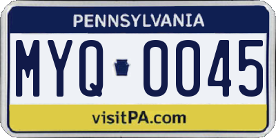 PA license plate MYQ0045