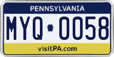 PA license plate MYQ0058