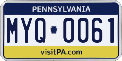 PA license plate MYQ0061