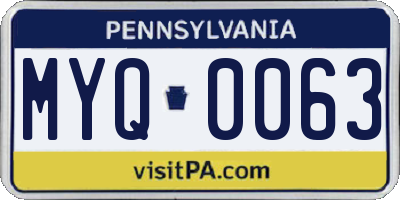 PA license plate MYQ0063