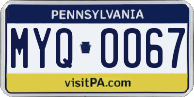 PA license plate MYQ0067