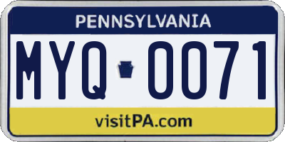 PA license plate MYQ0071
