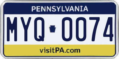 PA license plate MYQ0074
