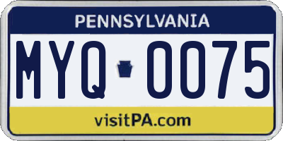 PA license plate MYQ0075