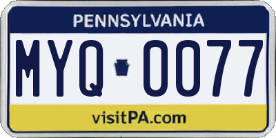 PA license plate MYQ0077