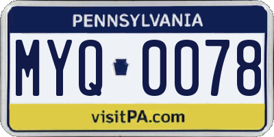 PA license plate MYQ0078
