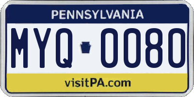 PA license plate MYQ0080