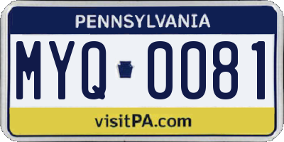 PA license plate MYQ0081