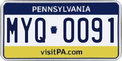 PA license plate MYQ0091