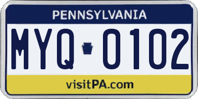PA license plate MYQ0102