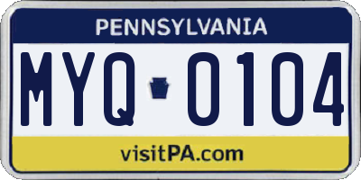 PA license plate MYQ0104