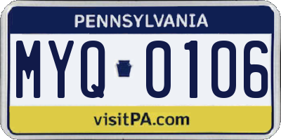 PA license plate MYQ0106