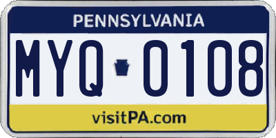 PA license plate MYQ0108