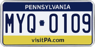 PA license plate MYQ0109