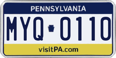 PA license plate MYQ0110