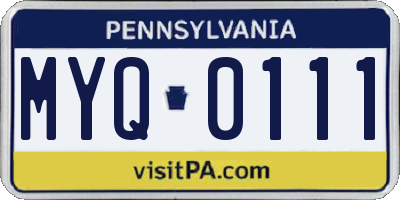 PA license plate MYQ0111
