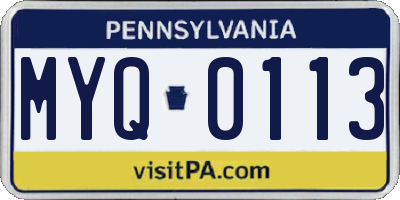 PA license plate MYQ0113