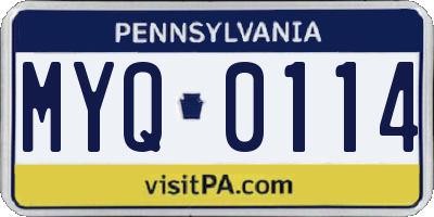 PA license plate MYQ0114