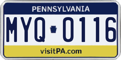 PA license plate MYQ0116