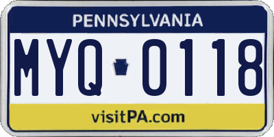 PA license plate MYQ0118