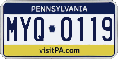 PA license plate MYQ0119