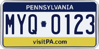 PA license plate MYQ0123