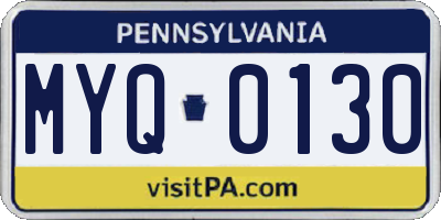 PA license plate MYQ0130
