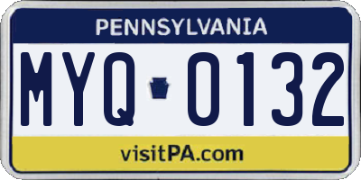 PA license plate MYQ0132