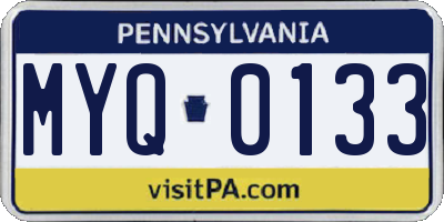 PA license plate MYQ0133