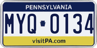 PA license plate MYQ0134