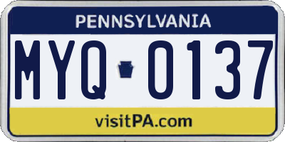 PA license plate MYQ0137