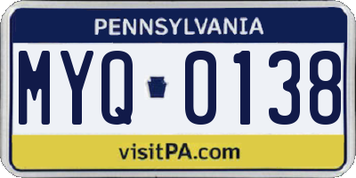 PA license plate MYQ0138