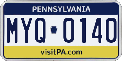 PA license plate MYQ0140