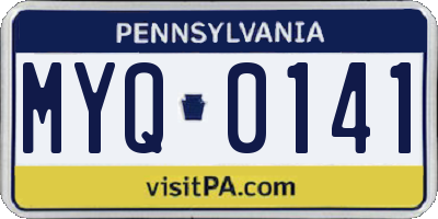PA license plate MYQ0141