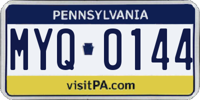 PA license plate MYQ0144
