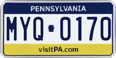 PA license plate MYQ0170