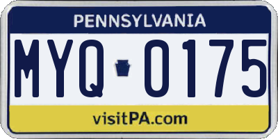 PA license plate MYQ0175