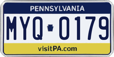 PA license plate MYQ0179