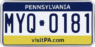 PA license plate MYQ0181