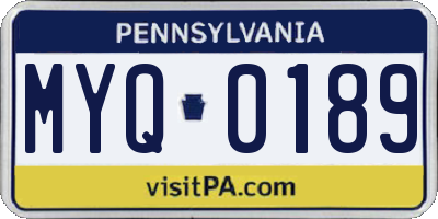 PA license plate MYQ0189