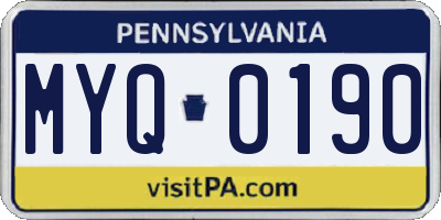 PA license plate MYQ0190