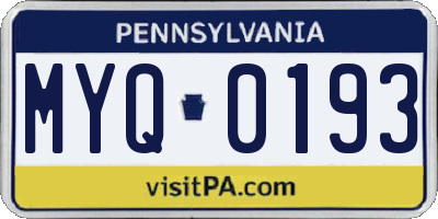 PA license plate MYQ0193